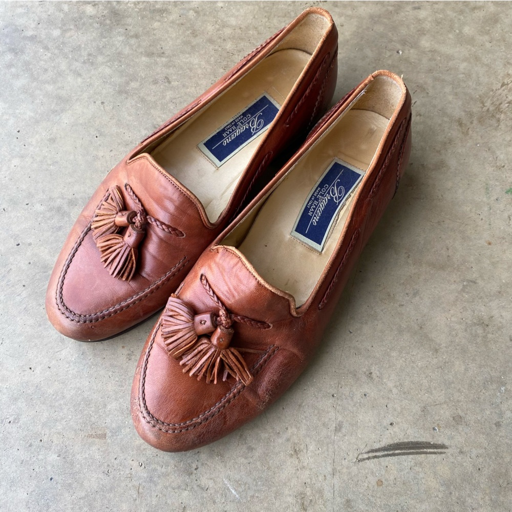 Cole Haan Bragado Brown tan tassel loafers made in Italy 7 1/2 leather
